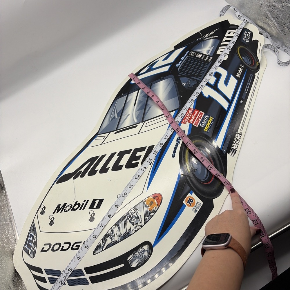 Vtg Ryan Newman #12 Alltel Dodge NASCAR 34" Die-Cut Plastic Garage Sign - Picture 6 of 6